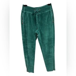FP Movement Velour Corduroy Joggers Ankle Zip Pockets RARE Happy Grunge Green